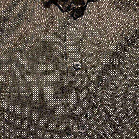 Express Extra Slim Fit Black & White Micro Dot Dress Shirt - M - Picture 3 of 6